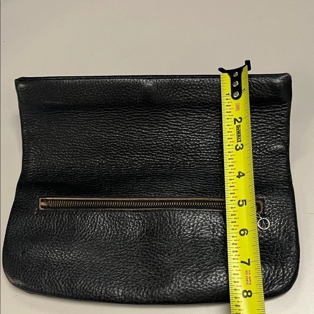 Source Unknown Leather Black Clutch with snap & zip pockets